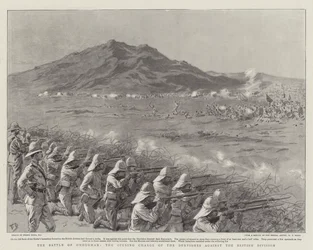 Bitwa pod Omdurmanem, początkowa szarża Derwiszów na brytyjską dywizję